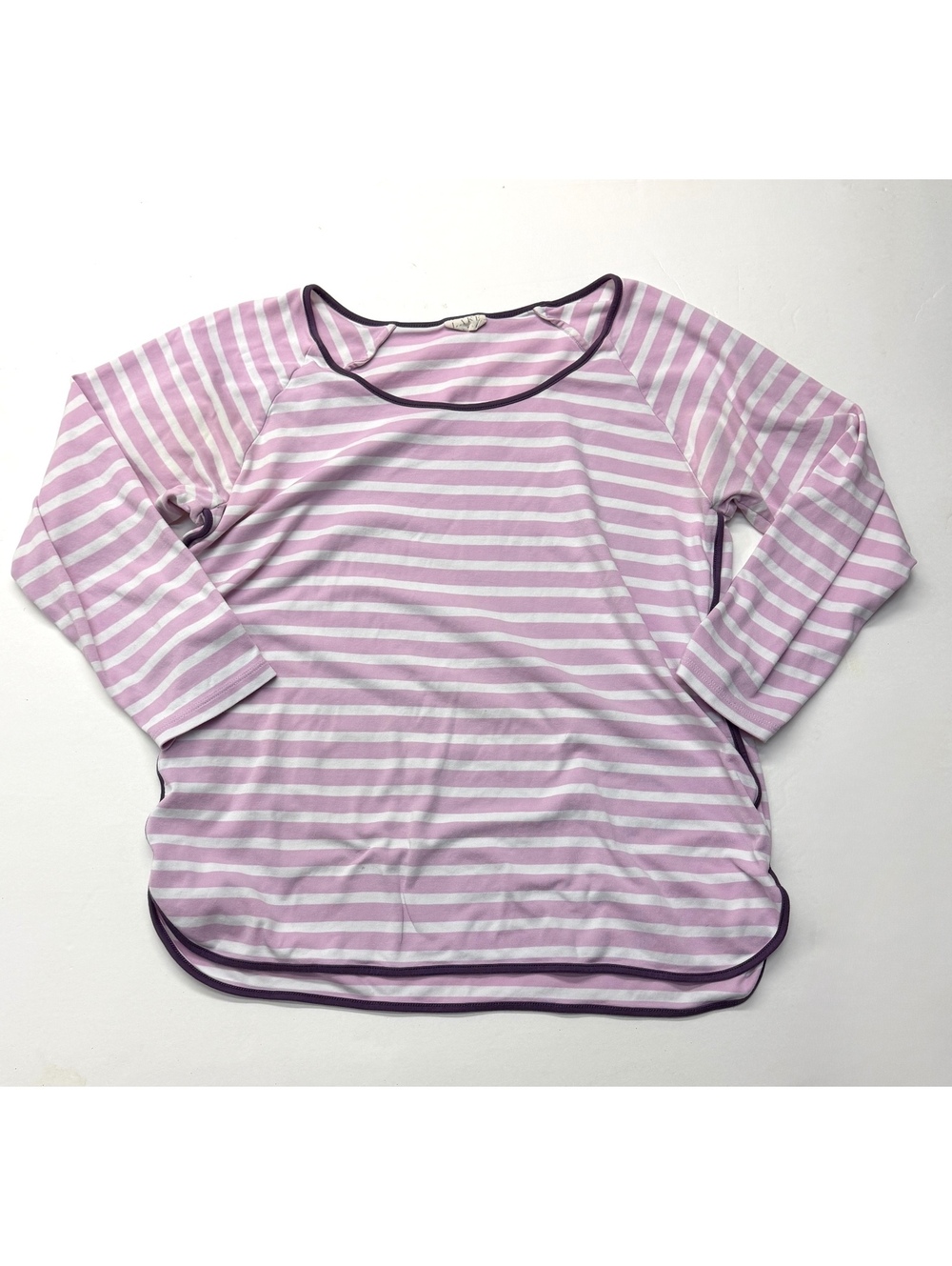 Lake Purple and White Striped Pima Cotton Pajama Top Shirt XL